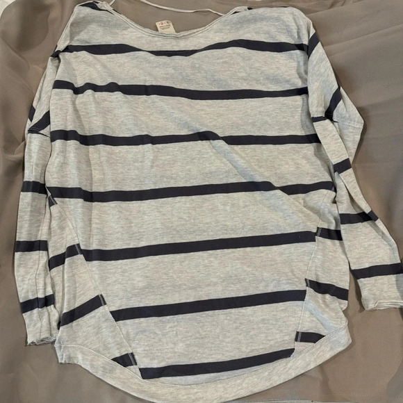Free People Upstate Striped Long Sleeve Dolman Tee Women's Grey Black Medium - Picture 7 of 9